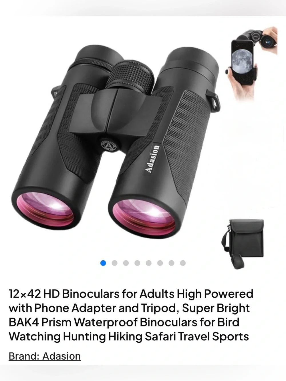 12x42 HD Waterproof Binoculars - Black